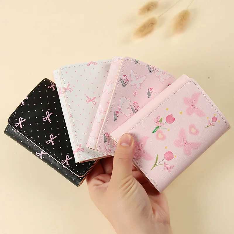 Cute Bow Wallet Women Sweet Pink Color Style Floral Purse Card Holder for Girl Portable Travel Cash Coin Photo Card Bag W250911