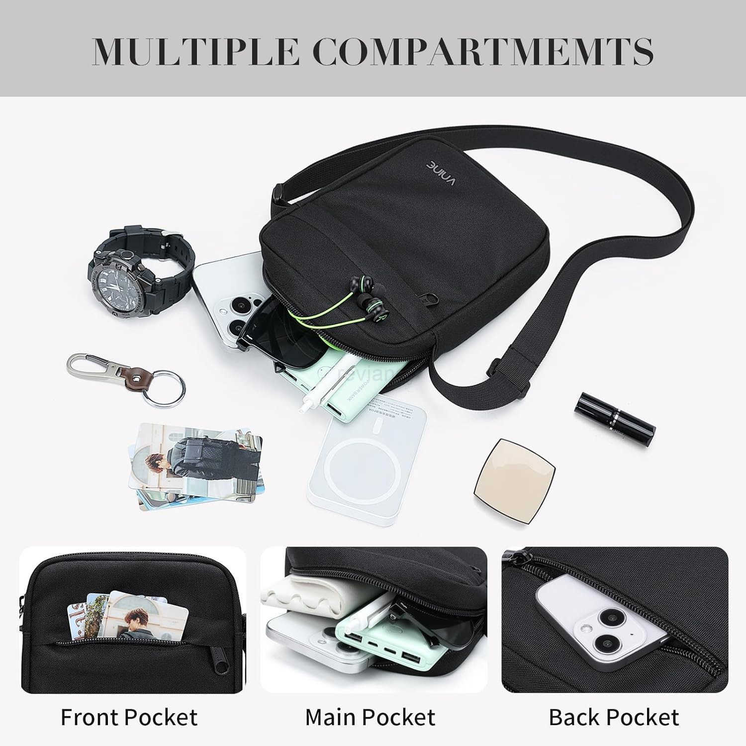 Crossbody Bags for Women MenSmall Sling Bag with Adjustable Strap Compact Messenger BagW250911