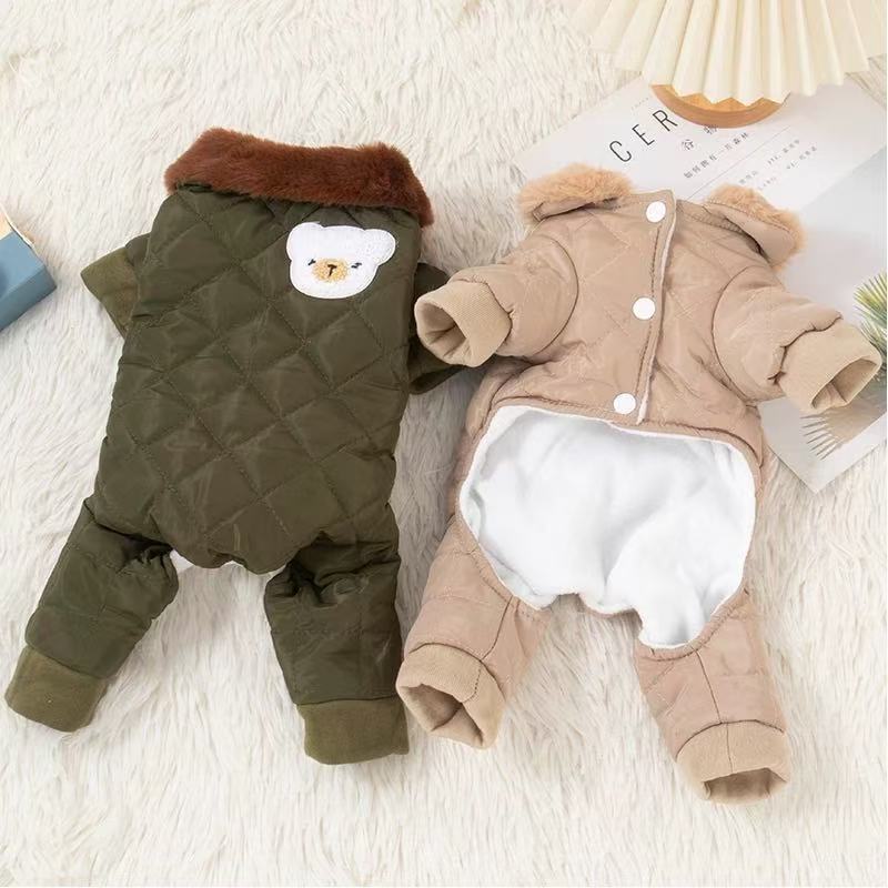 T1178 Dog clothes autumn and winter style hooded warm thick anti-shedding Teddy Bichon Pomeranian cat small dog four-legged clothes