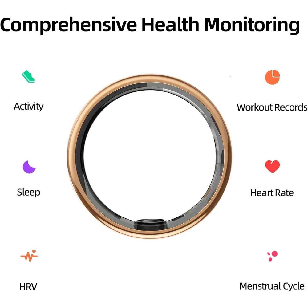 TIAZUUX Smart Ring for Women&Men-Activity/Sleep/Heart Rate/HRV/Stress/Women's Health Tracker-IP68 Waterproof/Wearable-No Subscription Fee Require
