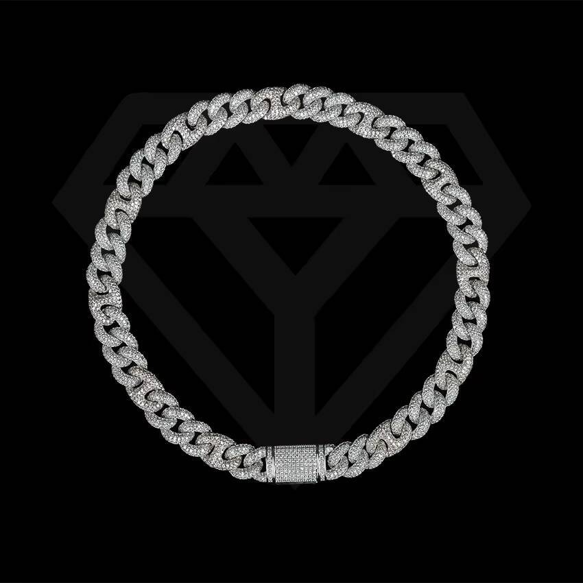 Wholesale 15mm Two Tone Mariner Cuban Link Chain Necklace Micro Pave CZ Moissanite Diamond Hip Hop Style for Wedding Gifts