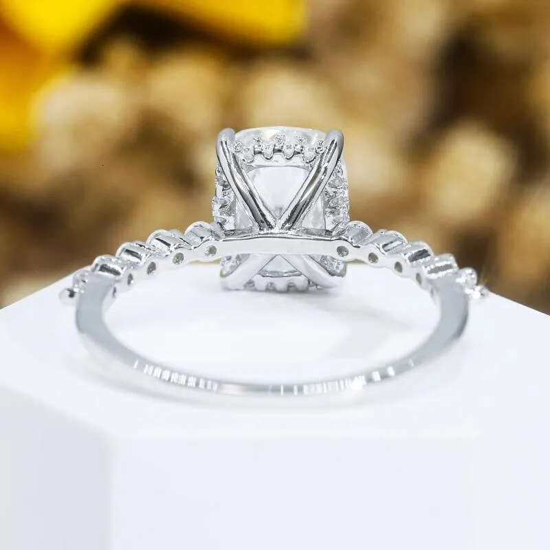 Cluster Rings COSFIX D Color Women Moissanite Ring Sier Oval Cut For 3ct Full