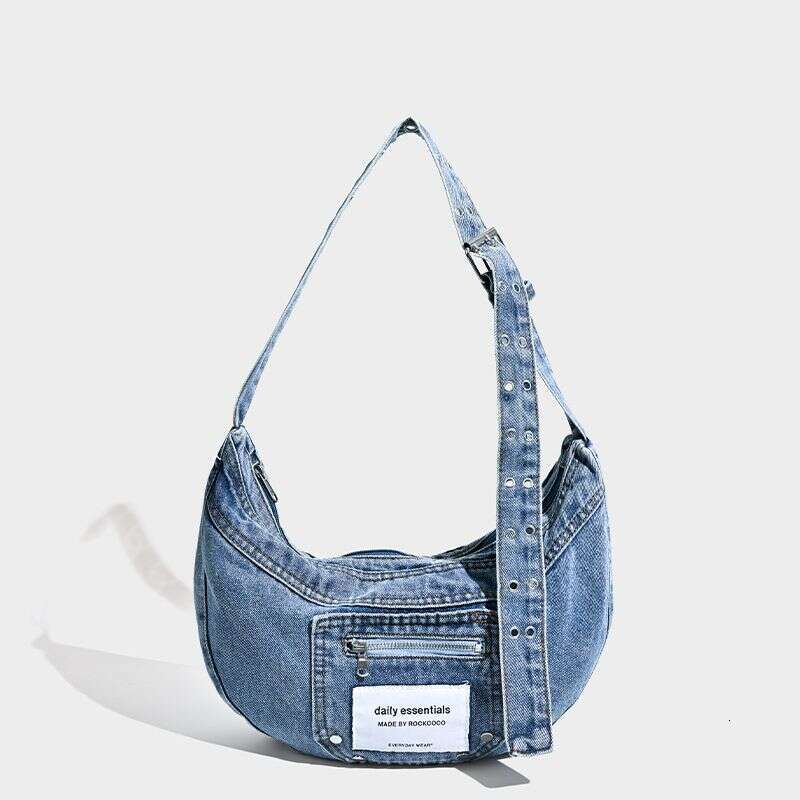 Women's Bags Niche Design Retro Washed Lazy Literary Denim Canvas Dumpling Versatile Cool Shoulder Messenger Bag