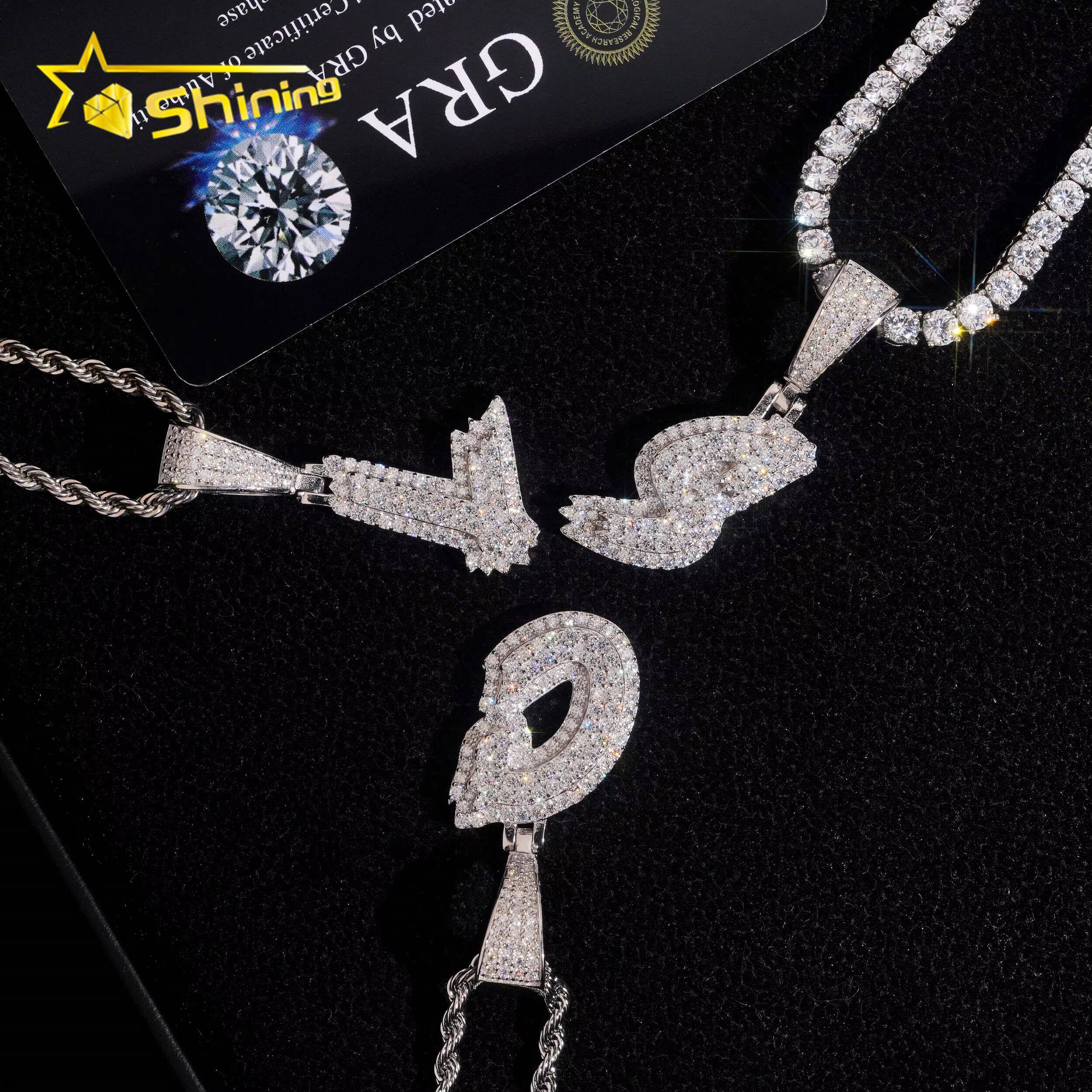 Fine Cheap Gift Set Single Letter Custom Letter Pendants VVS Moissanite Iced Out Letter Initial Name Jewelry Pendant Necklace