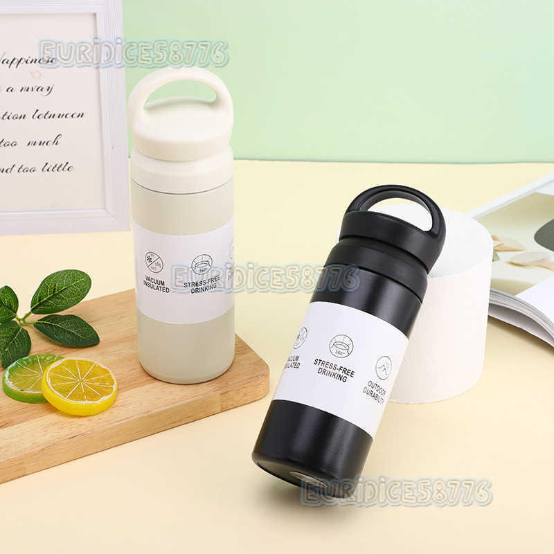 Minimalist Element Cup Handle 304 Stainless Steel Insulated Cup Frosted Doublelayer Men and Women Water Cup H250911