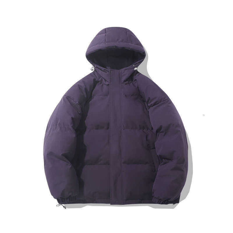 Men's Jacket Trendy Brand Solid Color Hooded Cotton Coat Couple Style Winter Clothing