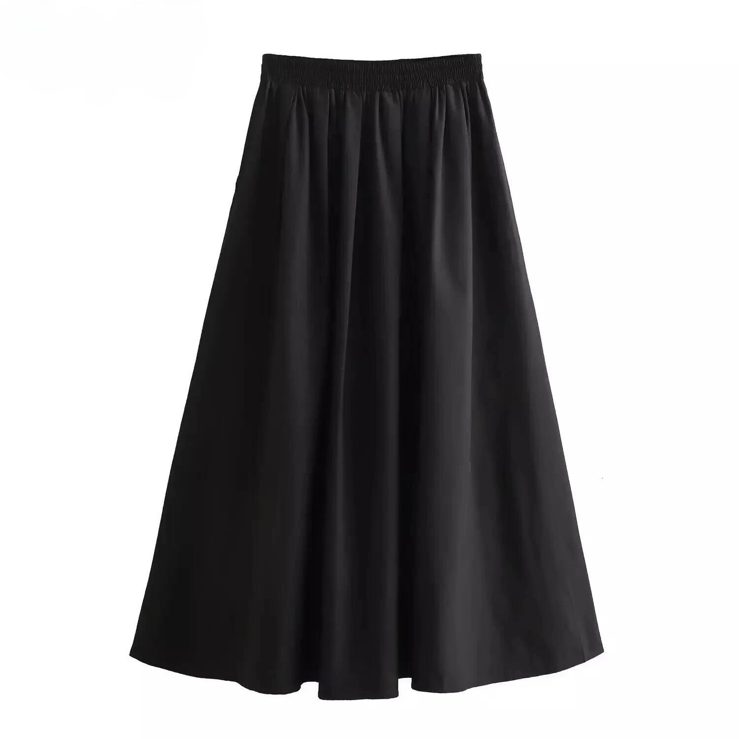 Mooyufon Women's Fashion Spring New Black Wide Pleated Swing Vintage Chic Female High Waist Elegant A-line Long Skirt Mujer dongdumaoyi