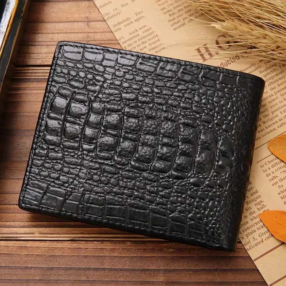 2024 Crocodile Skin Wallet Men Genuine Leather Small Zipper Short Men Wallets Credit Card Holders Coin Pocket Purse Alligator W250911