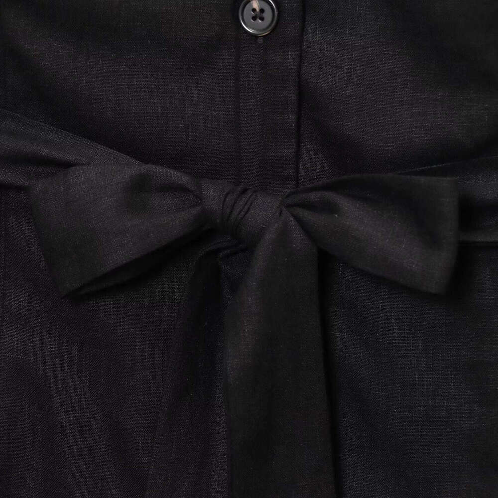 DHEssentials INS2025 New French Style Pure Desire Little Chanel V-Neck Sleeveless Belted Linen Blend Mid-Length Dress