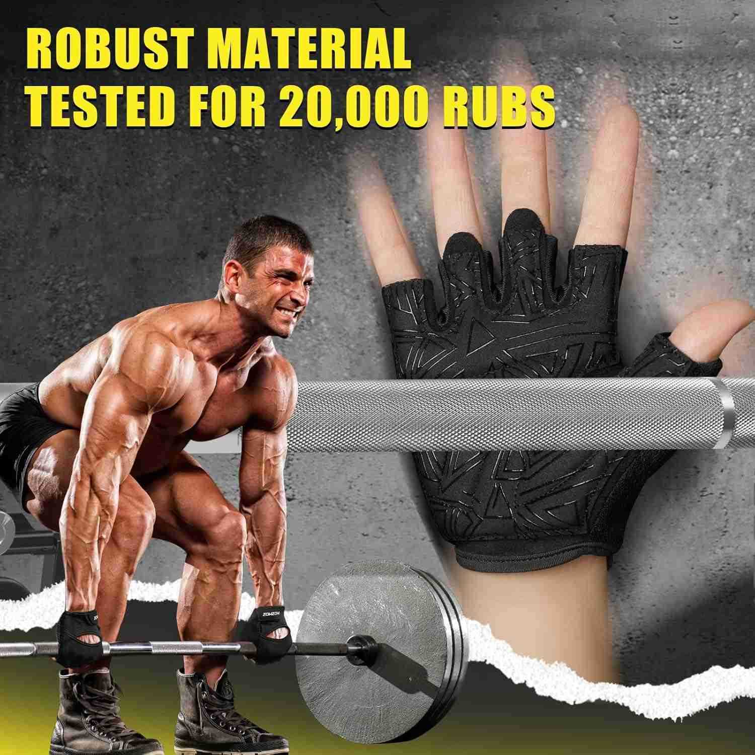 Ventilated Weight Lifting Gloves Thick Padded Workout Gym Gloves with Full Palm Protection Grip Shock Absorption for Women Mens Fitness Exercise Train