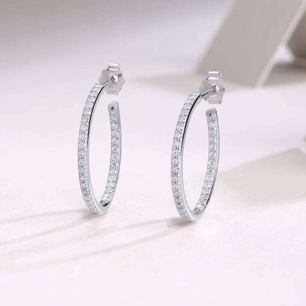 Pass Dia Tester Women 2.0MM Gemstone VVS Big 20mm Sterling Sier Moissanite Hoop Earrings