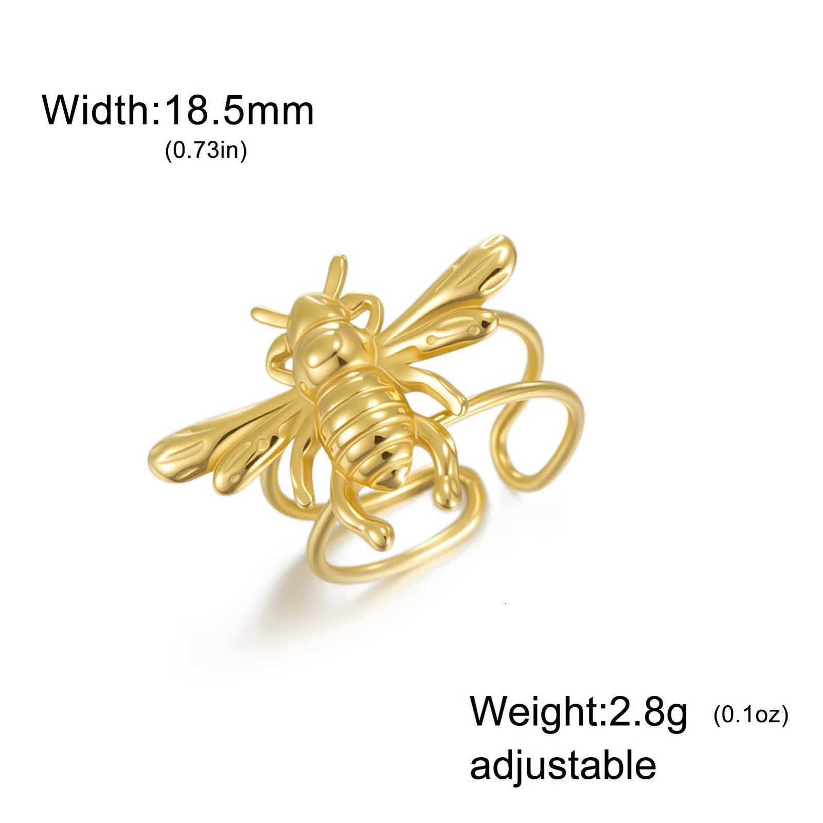 Skyrim Cute Bee Open Rings for Women Stainless Steel Gold Color Fashion Finger Rings Insect Animal Jewelry Gift Wholesale W250911