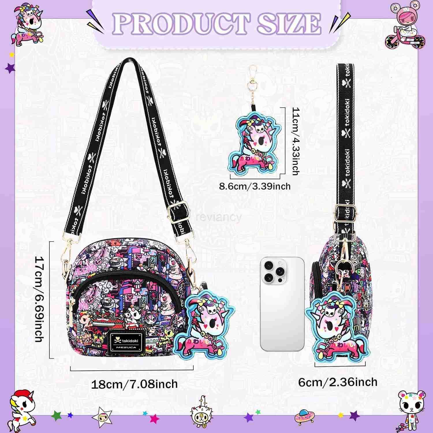 Small Crossbody Purse with Unicorno Keychain Cute Mini Shoulder Bag Wallet Gift for Teen Girls Shopping TravelW250911