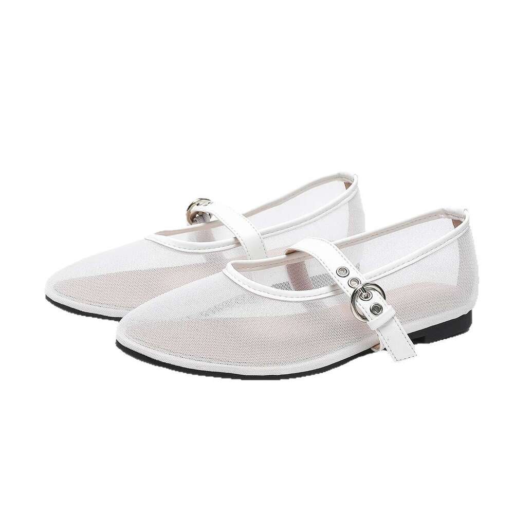 Round Toe Single Mesh Fabric Breathable Non-Slip Large Sole Mary Designer Shoe Jane Plus Size Women's Shoes 35-45