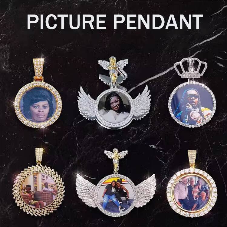 925 Sterling Silver Moissanite Picture Pendant Necklace Passes Diamond Tester Customized Photo Pendant Charm Jewelry