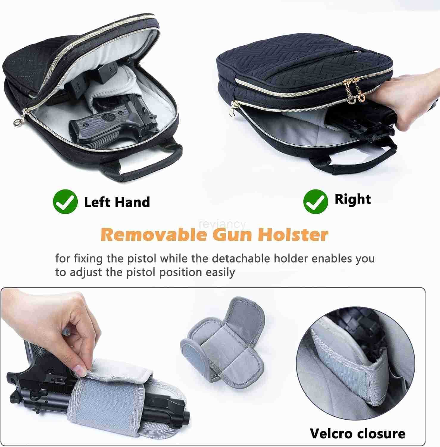 Soft Pistol Case Gun Bag for Women CCW Pistol Bag Crossbody Gun Bag Concealed Carry Gun Pouch Small Tactical Range Bag Gun Case BlackW250911