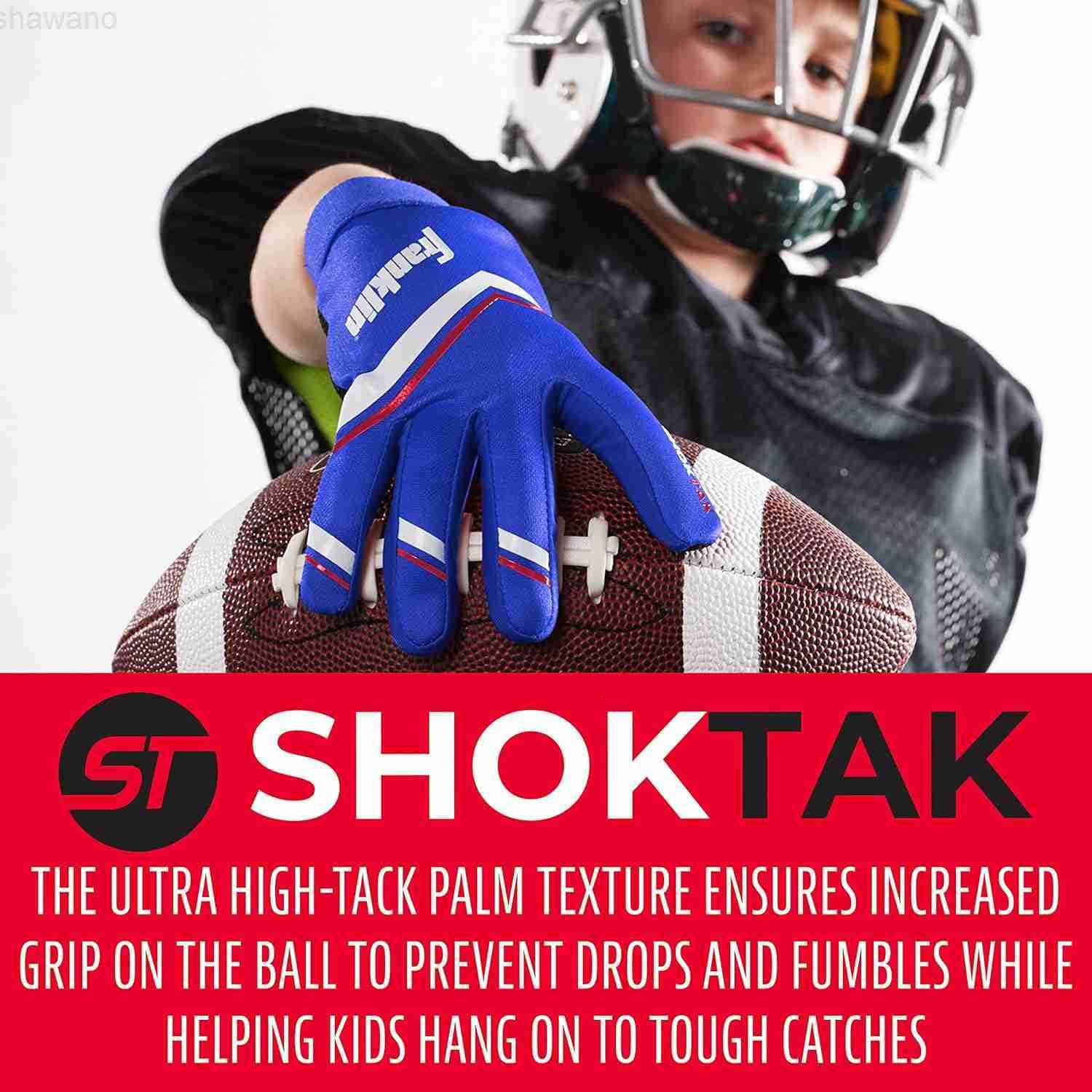 Sports Youth Football Receiver Gloves Shoktak Youth Gloves Kids Football High GripW250911