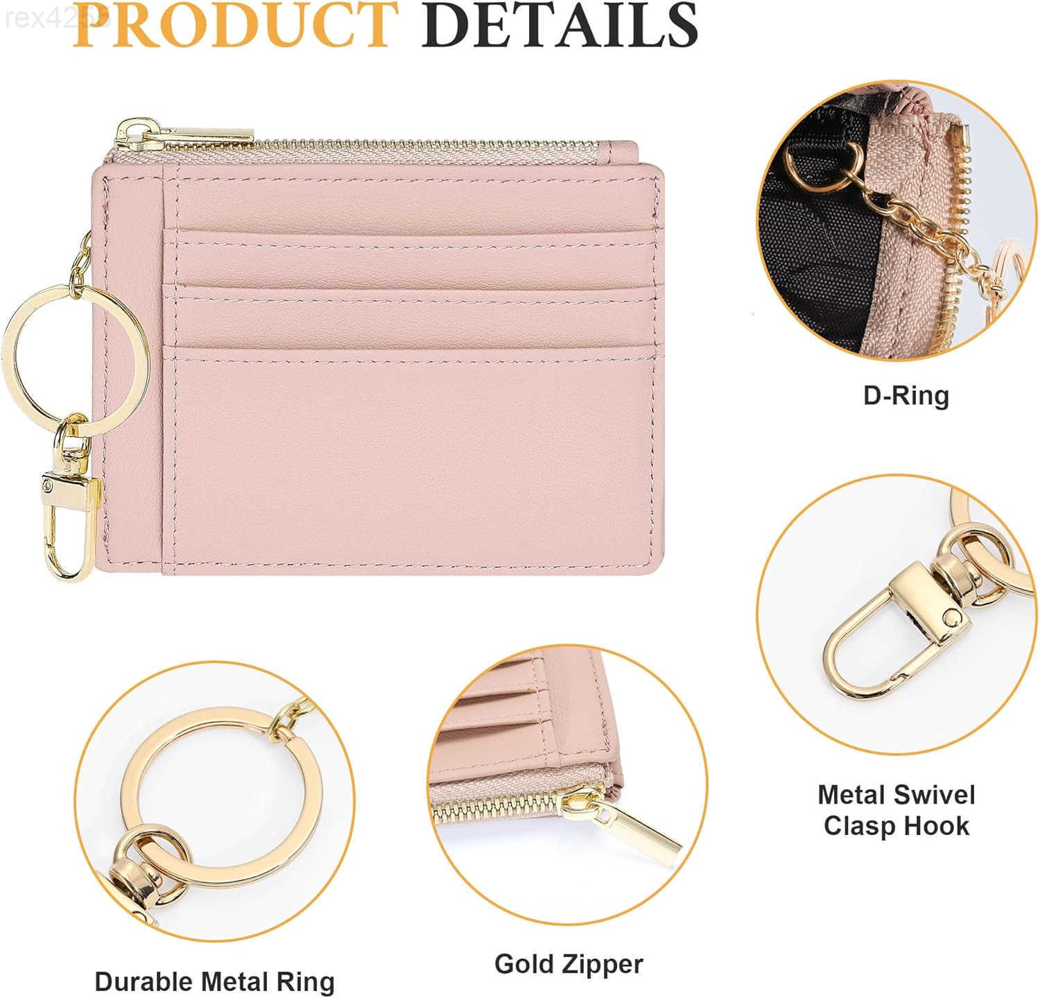 Card Case Slim Front Pocket Wallet for Women Credit Card Holder with KeychainW250911