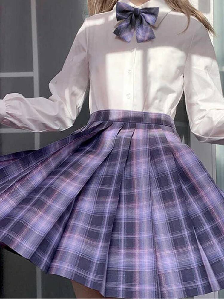 Plaid Women Pleated Bow Knot Summer High Waist Preppy Girls Dance Mini Skirt Cute A Line Haruku Sexy Japan Faldas dongdumaoyi