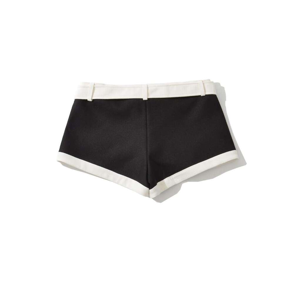 DHEssentials 2025 Autumn New Color-Block Little Chanel Style Youthful Casual Fashion Shorts for Women Black and White