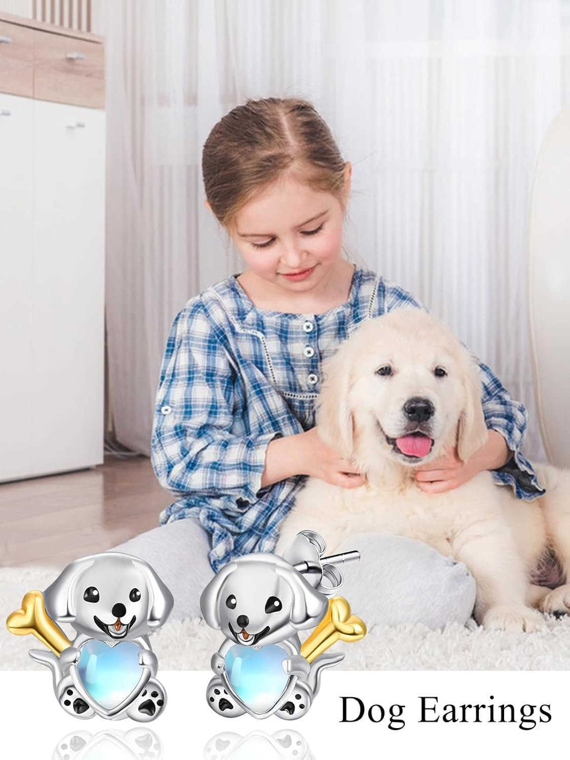 Dreamboat Cute Animal Stud Earrings for Women 925 Sterling Silver Hypoallergenic Moonstone Jewelry Gifts for Sensitive EarsW250911