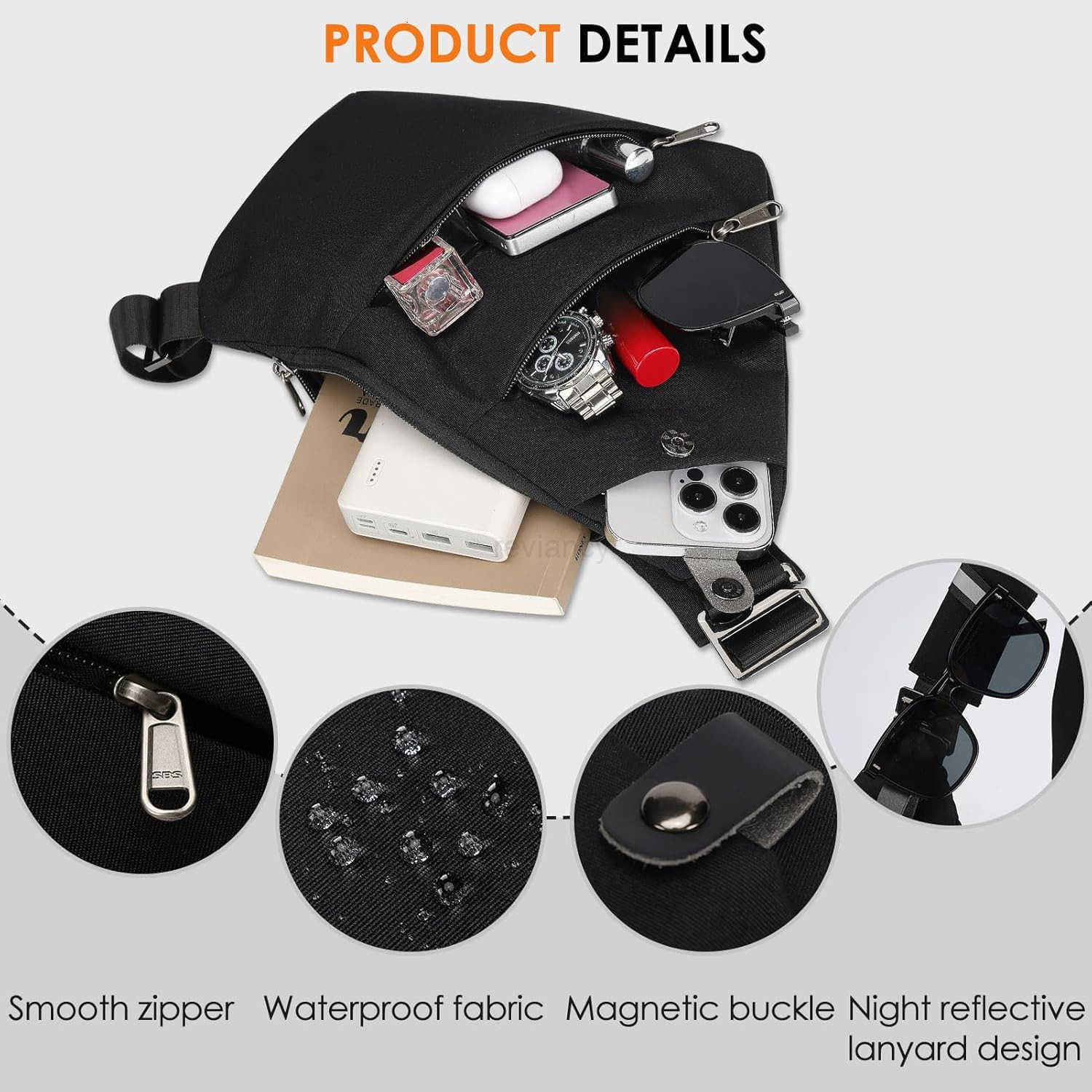 Sling Bag AntiTheft Crossbody Bag for Women Men Sling Backpack Multipurpose Travel Essentials Hiking Chest Bag DaypackW250911