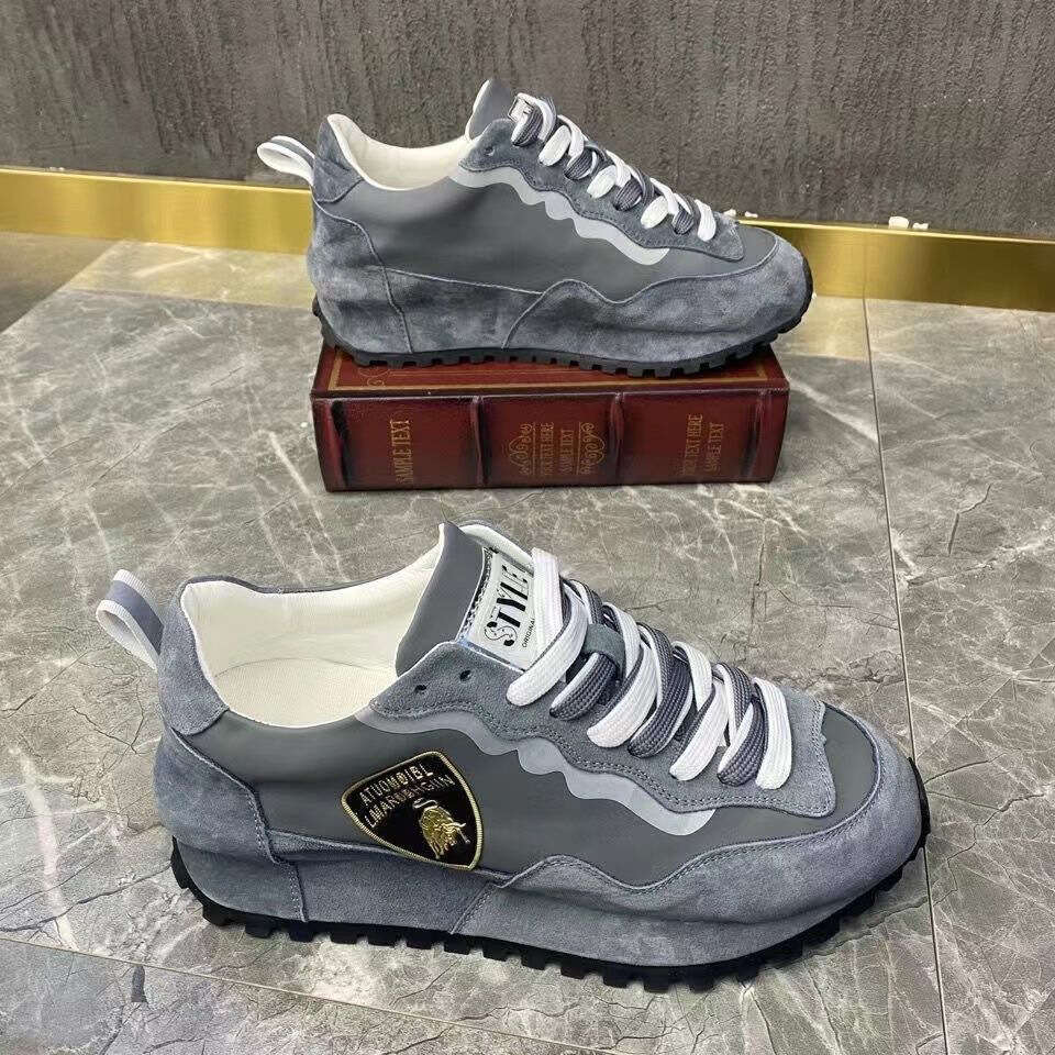 Four Seasons Soft Leather Thick Sole Height Increasing Dad Men's Casual Versatile Agan Sports Running Shoes Men