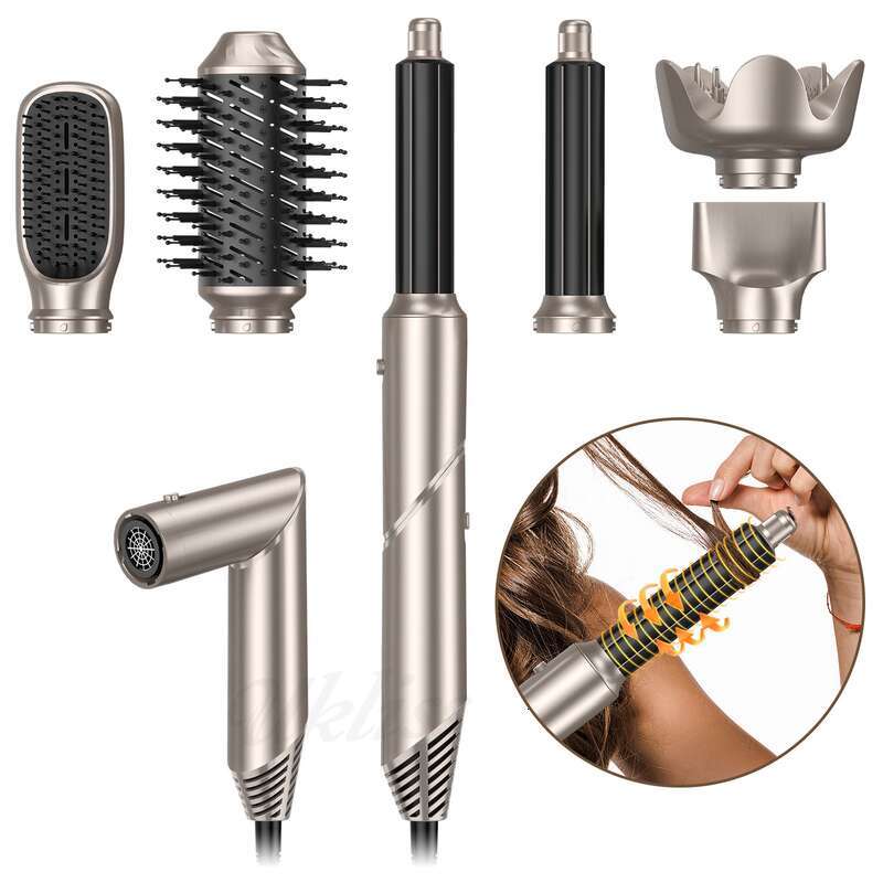 New Hot Air Multifunctional Six In One Foldable Dryer Curling Iron Automatic Styling Straight Hair Comb