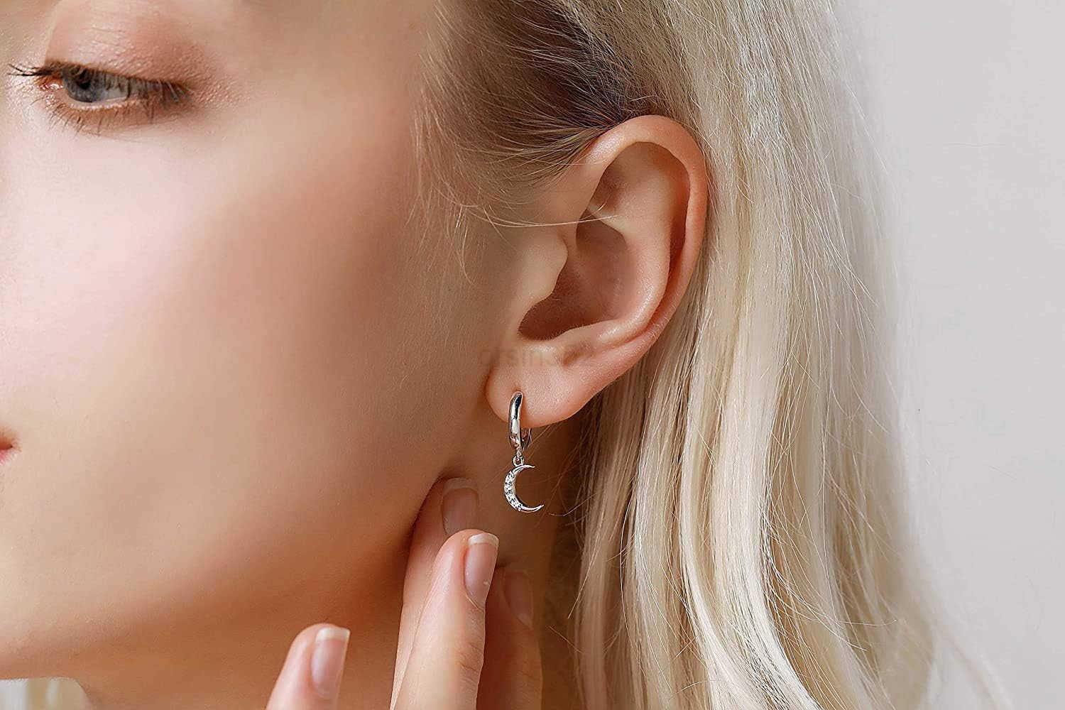 925 Sterling Silver Hoop Earrings for Women 18K Gold Silver Plated Drop Dangle Hoop Earrings with Charms Cross Spike Moon Star Paperclip Link Statemen