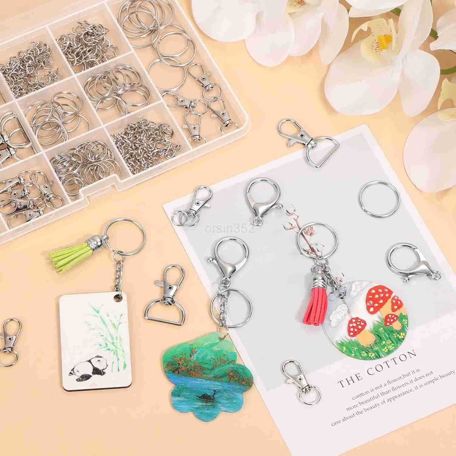 300PCS Keychain Making Kit Keychain Craft Supplies Including Key Chain Clips Lanyard Snap Hooks Key Rings and Jump Rings for Key Chain Making Purse Ma