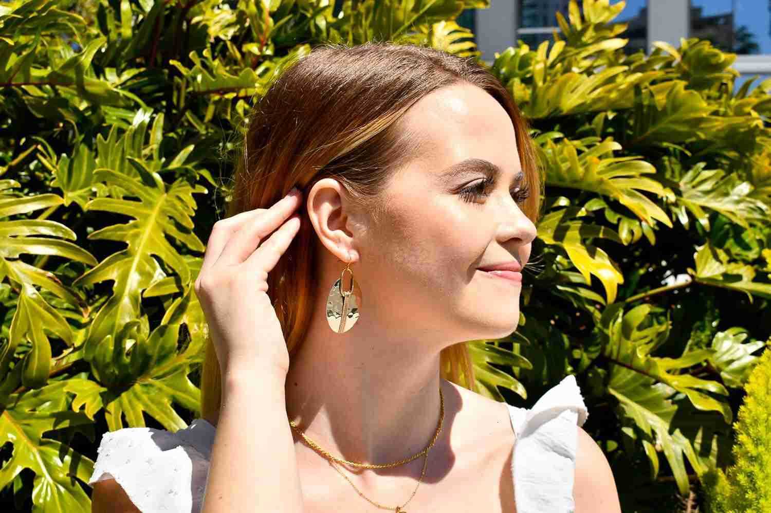 Earrings for Women Gold Silver Copper Dangle Oval or Round Ethnic TrenDY Western Hammered Gift Handmade Mixed Metal African JewelryW250911