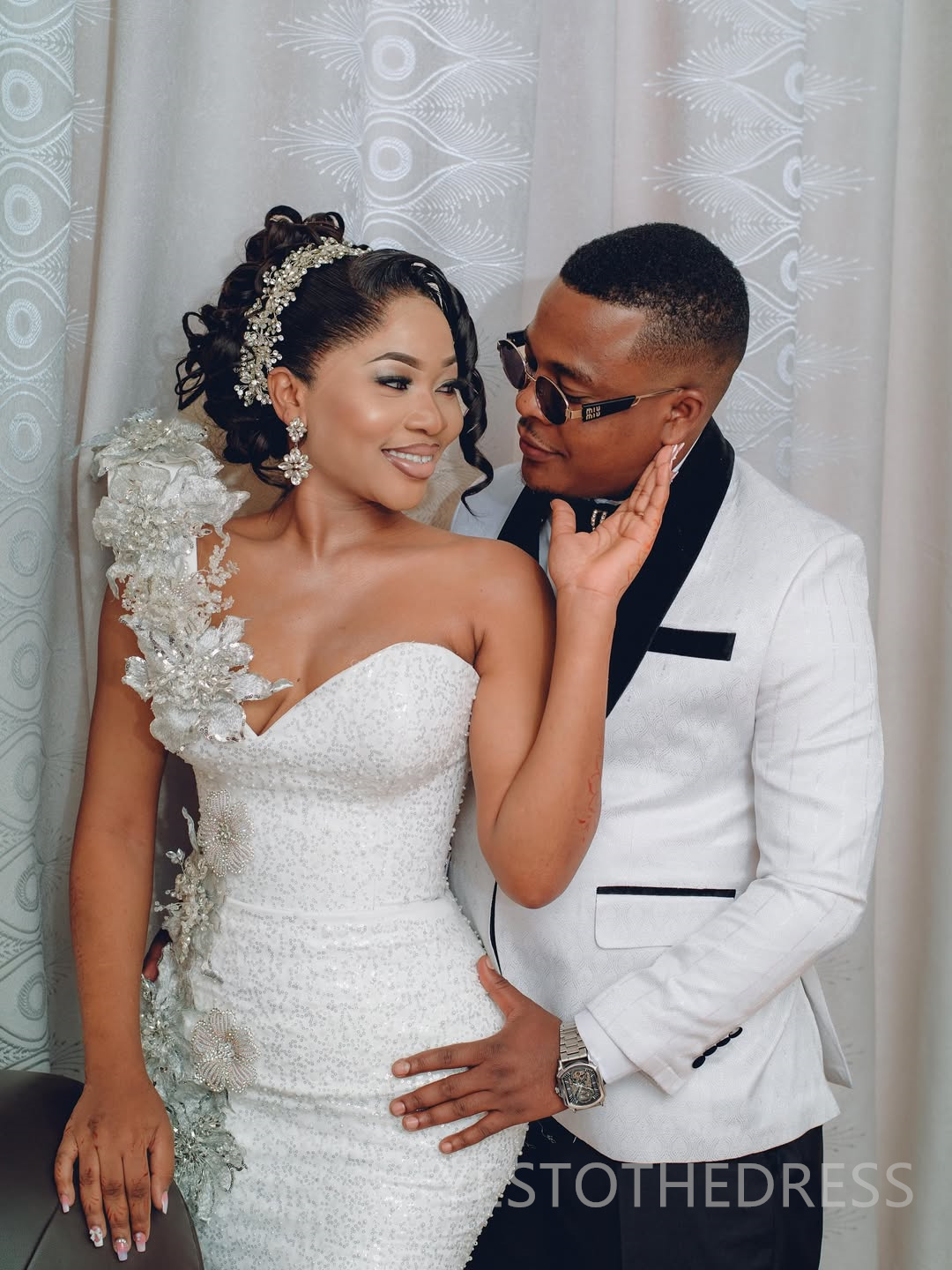 2025 Aso Ebi African Wedding Dress Bridal Gowns For Bride Mermaid One Shoulder Illusion Beaded Lace Pearls Ruffles Appliqued Lace Wedding Gowns For Bl
