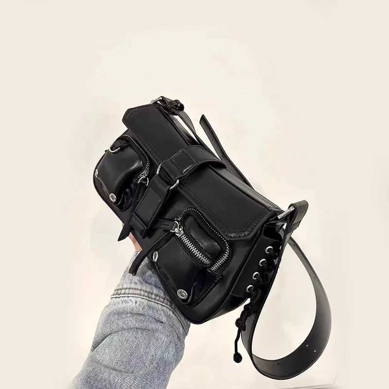 Y2K Korean Women Harajuku Vintage Gothic Black Hand Bag Aesthetic Elegant Punk Wallet Purse Handbags Shoulder Trend Tote Bags Z250911