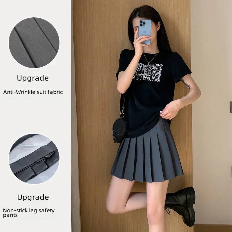 100-crotch Women Spring Summer Jk White A- crotch High-waist Short Skirt Autumn Winter Plaid Half-skirt dongdumaoyi