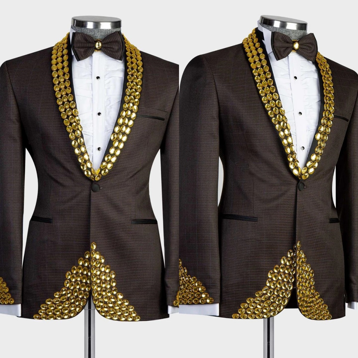 Fashion Men's Suit Shawl Lapel Tailor-Made Jacket 2 Pieces Set Crystal Blazer One Button Groom Customized Coat Black Pant Plus Size