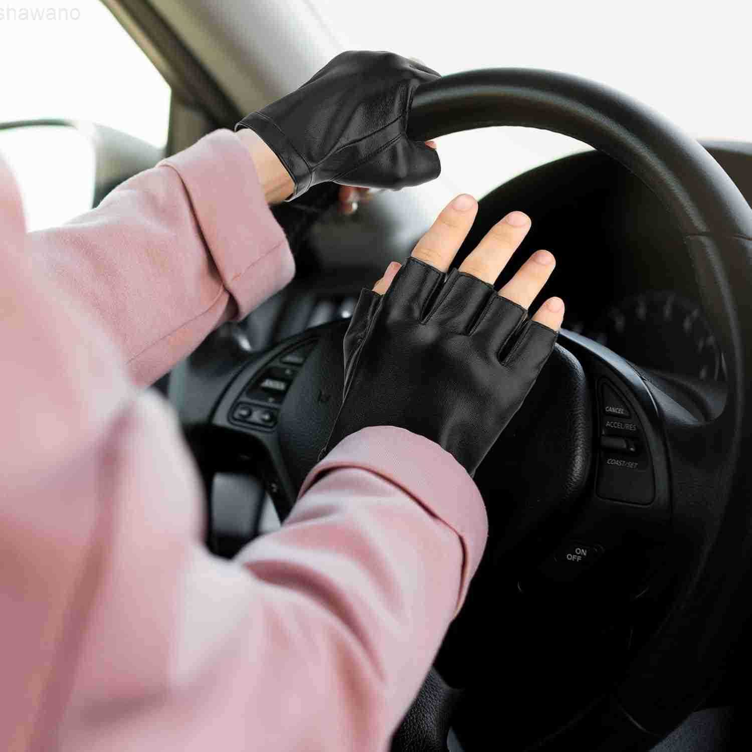 Fingerless PU Faux Leather Gloves Half Finger Black Biker Punk Gloves Fingerless Driving Riding Leather Gloves Half Finger Outdoor Sports Glove Cospla