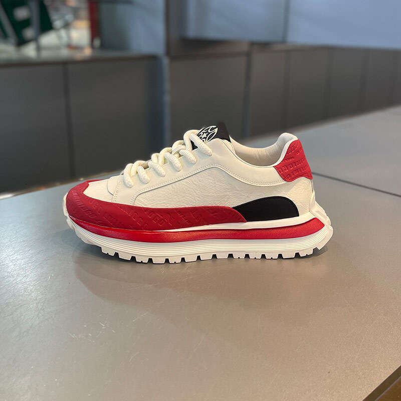 Men's Spring and Autumn New Fashion Thick-Soled Leather Dad 2025 Trend Soft-Soled Height-Increasing Comfortable Sports Casual Shoes