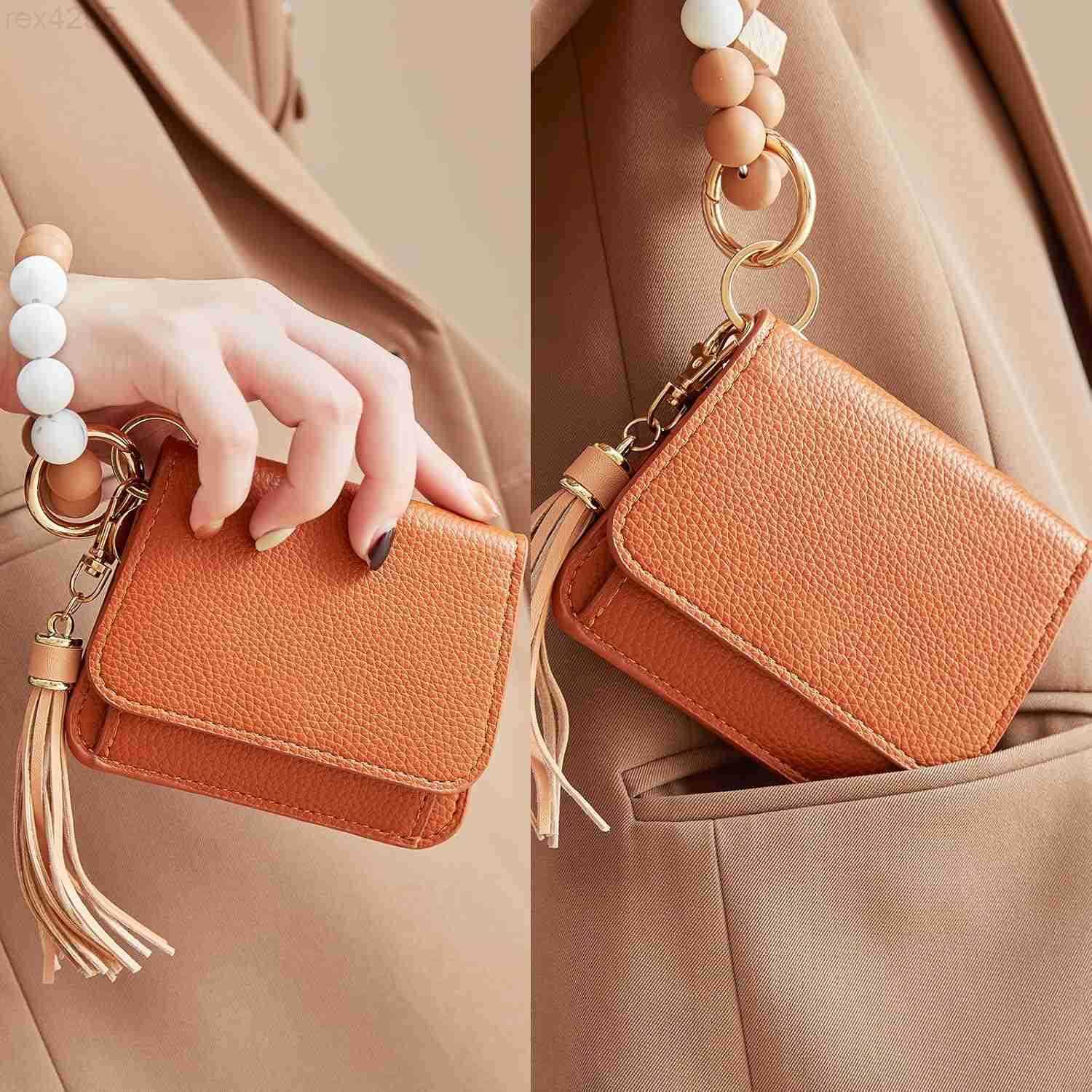 Wallet RFID for Women Key Chain Wristlet Bracelet With Wallet Stretchy Wrist Strap With Id Window PurseW250911