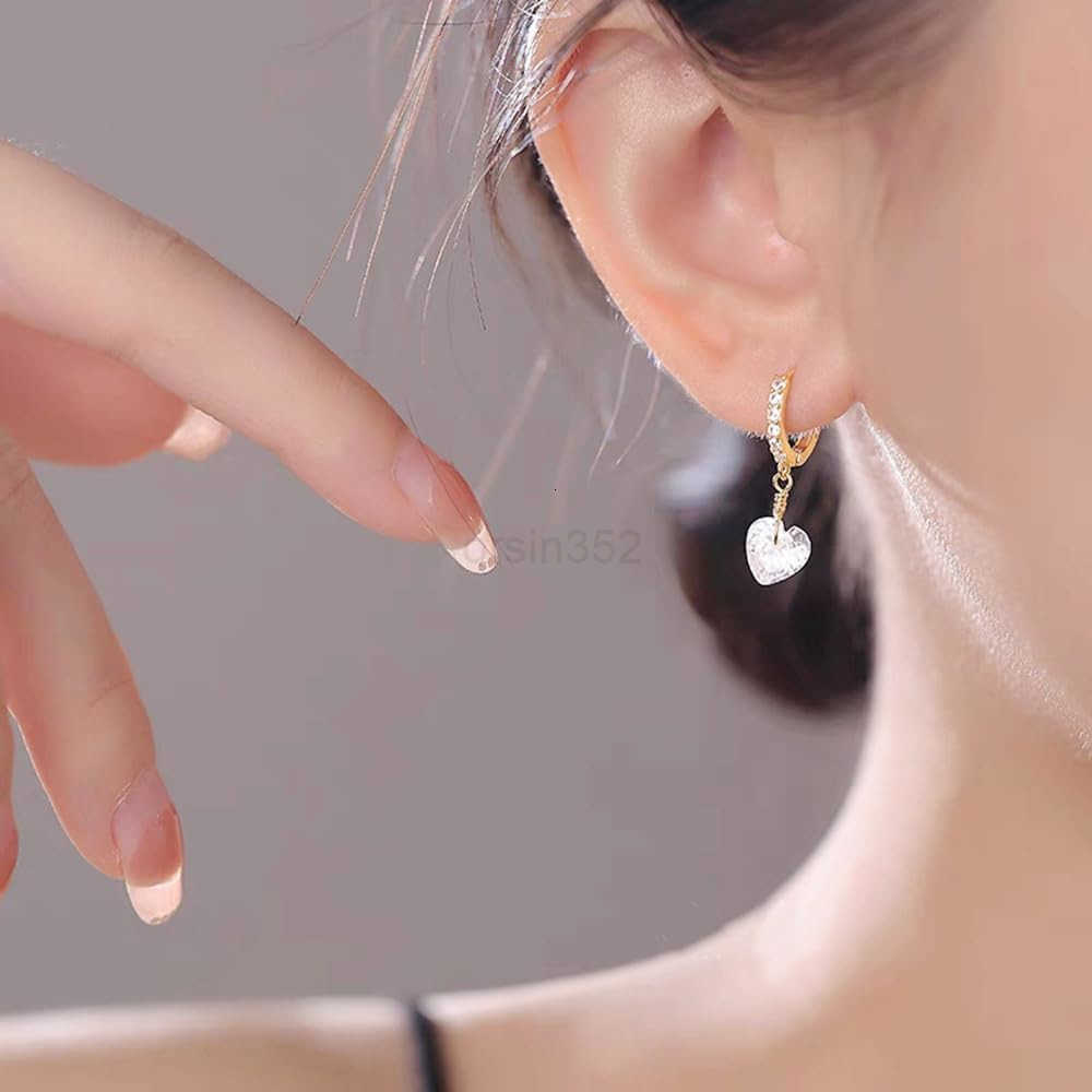 Hoop Earrings for Women Girls 925 Sterling Silver CZ Charms Dangle Drop Small Hoops Cartilage Hypoallergenic Piercing Cuff Wrap Cute Birthday VW250911