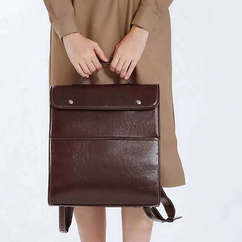 Women's Backpack Vintage Genuine Leather Girls School Bag Large Capacity Student Laptop Bags Cowhide Handbags Women Backpacks 250911