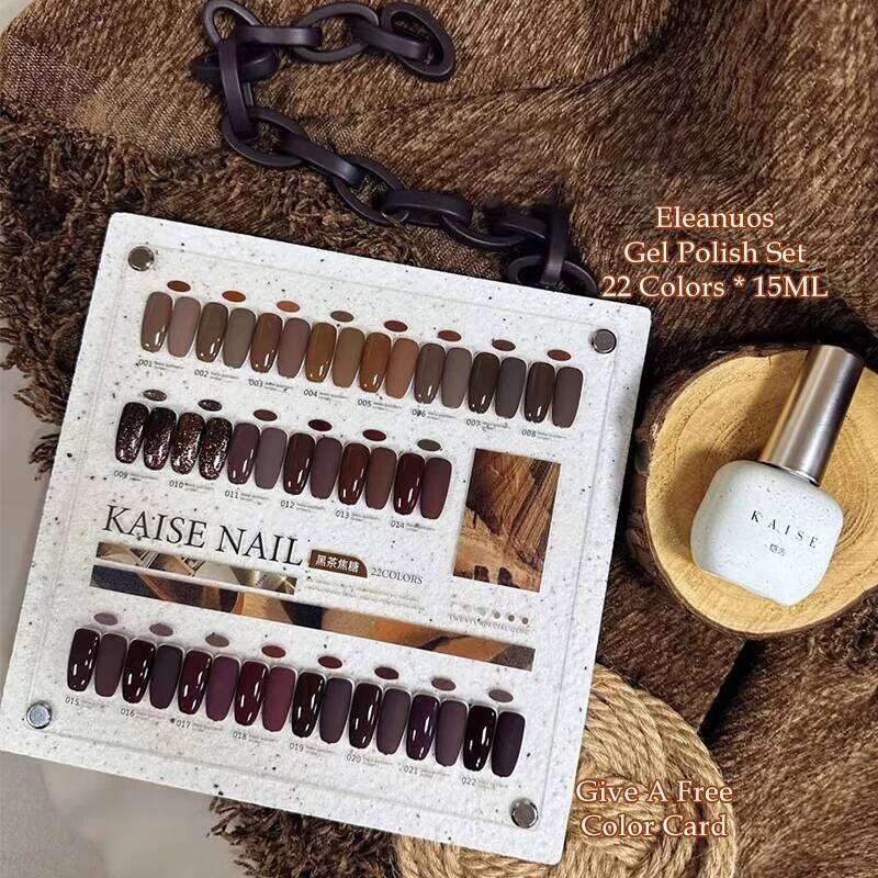 Eleanuos Chipped Dia Cherry Wine Gel Polishing 22Pcs Varnish Red Semi Permanent Art UV Nail Enhancement Kit 15Ml