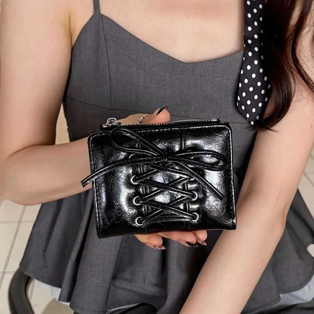 Simple Korean Style Bow Wallet Ultra Thin Short Clutch Card Bag Multifunction Zipper PU Leather Card Holder Travel W250911