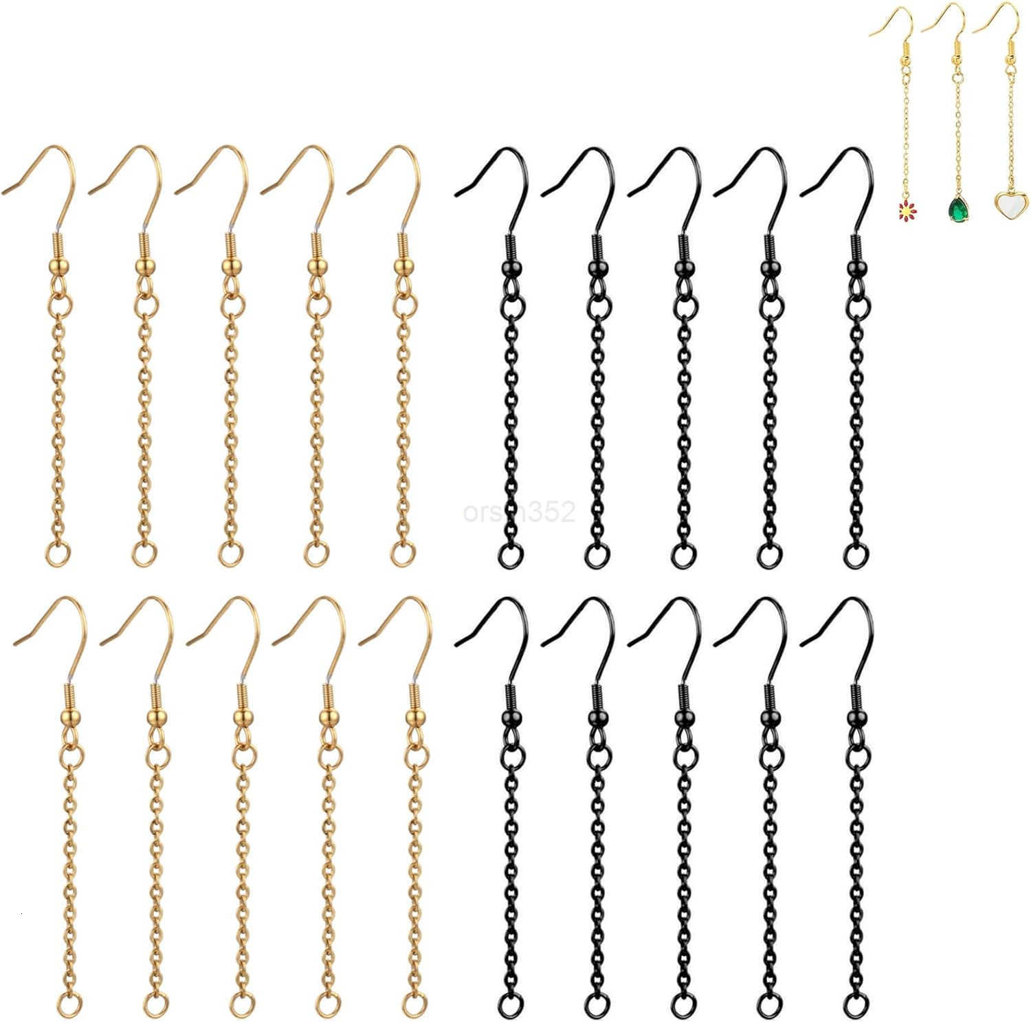 20 Pcs Earrings Beading Hoop for Jewelry Making Jewelry Findings Hoops Adjustable Chain Extender Earring Charms Extension Chains for DIY Craft Earring