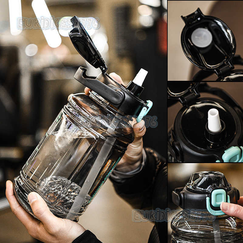 Sports Fitness Water Bottle Summer Large Capacity Water High Appearance Straw Cup Large Capacity Student Outdoor Space Cup H250911