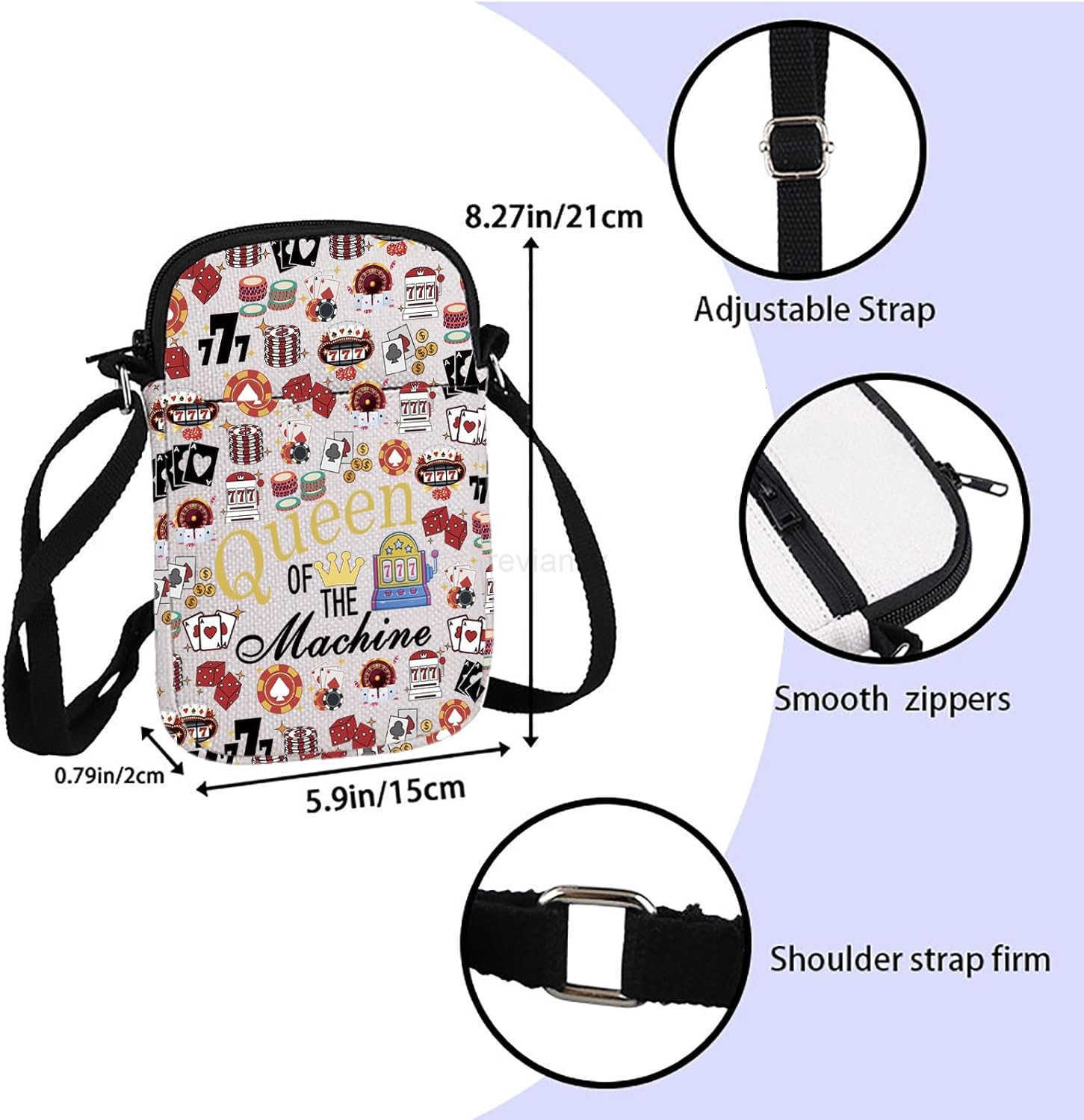 Cross Body Bag Casino Gambling Lover Gift Queen Of The Machine Messenger Bag Slot Gambling Lucky GiftW250911