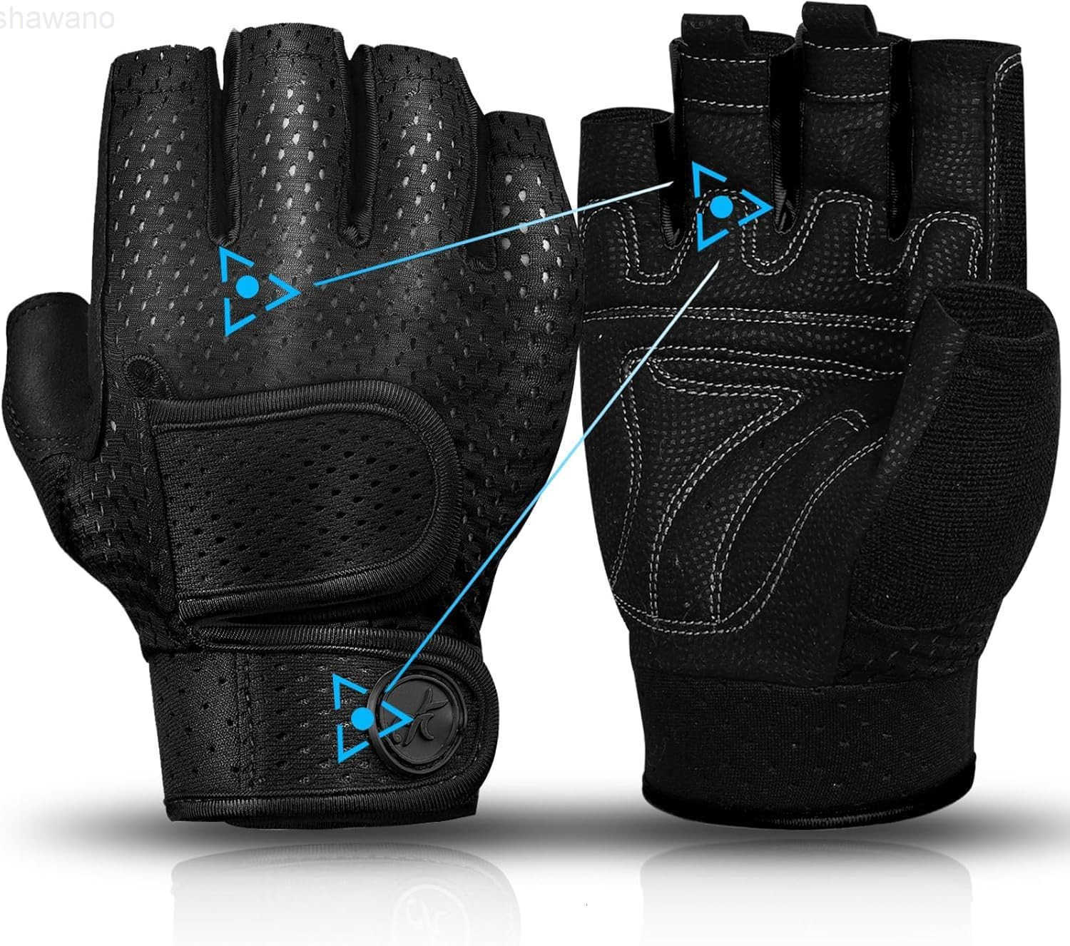 Workout Gloves Padded Weight Lifting Gloves for MenWomen 3MM Gel Fingerless Grip Gym Gloves Fitness Gloves for ExerciseHangingWeightlifting Cycling Pu