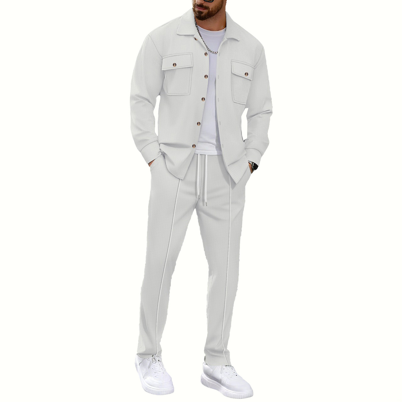 Summer Sexy men Sets Elegant Zipper Tops Sashes Button PockeTwo Piece Set