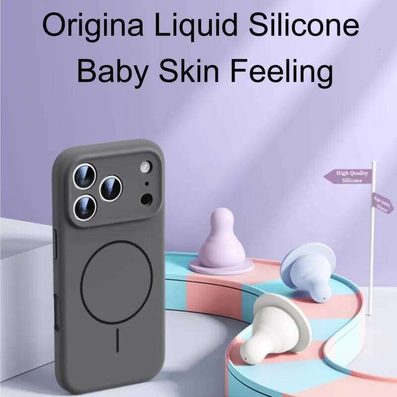 Liquid Silicone Case for iPhone 17 Air 16 16E 15 14 13 12 11 Pro Max Plus Soft For Magsafe Magnet Shockproof Matte Cover