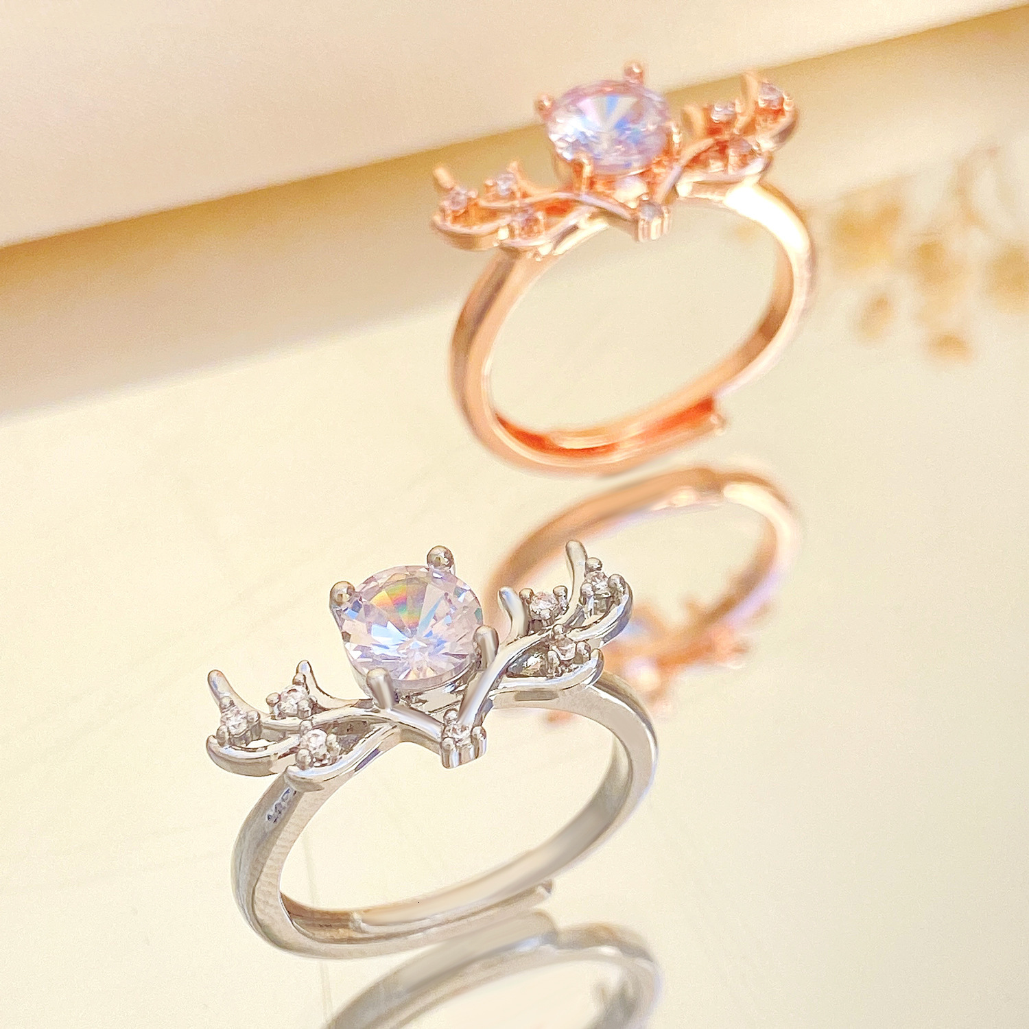 A Deer With You Antler Female Mori Hand Light Luxury Fashion Temperament High-Grade Ring New Jewelry