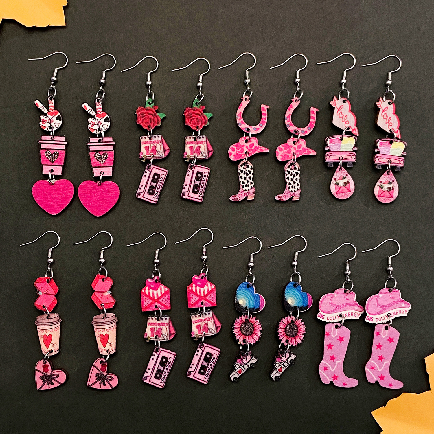 New Valentine's Day For Women Creative Design Rose Heart Tassel Wind Earrings